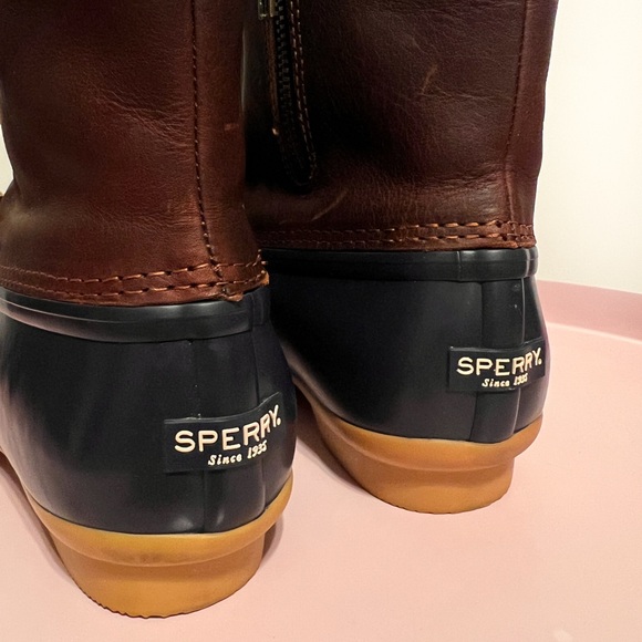 Sperry Saltwater Duck Boot Brown Leather and Navy - Picture 5 of 11